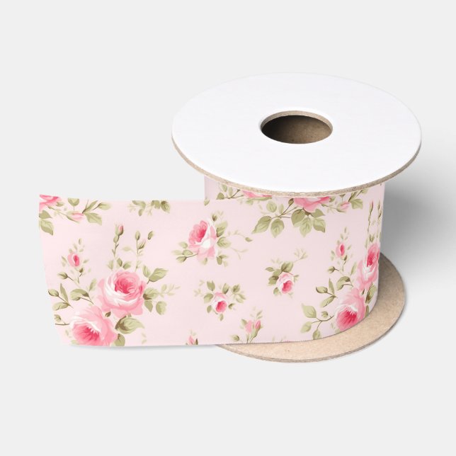 Ruban En Satin Joli Rose peint en rose (Bobine)