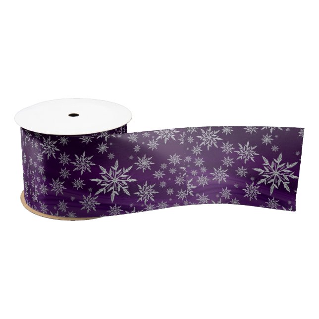 Ruban En Satin Joli violet glace Cristal Snowflakes Noël (Bobine)