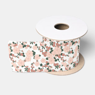 Ruban En Satin Jolie Pêche Florale