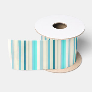 Ruban En Satin Jolies rayures aqua blanc