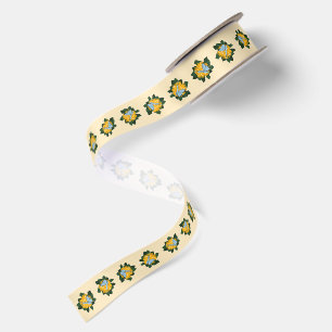 Ruban En Satin Jolis papillons de pissenlit jaune fleur sauvage