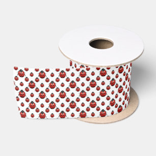Ruban En Satin Jolis petits coccinelles motif carrelé