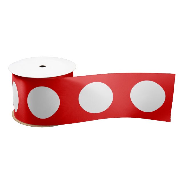 Ruban En Satin Jolis points rouges et blancs simples (Bobine)