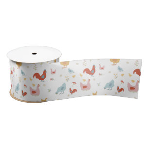 Ruban En Satin Jolis poulets, poules et poussins