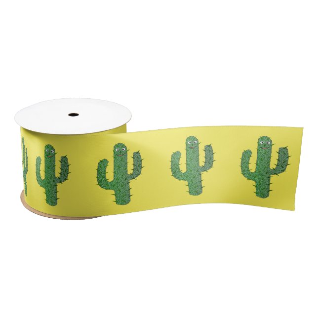 Ruban En Satin Jour des morts heureux Cactus Patterned (Bobine)