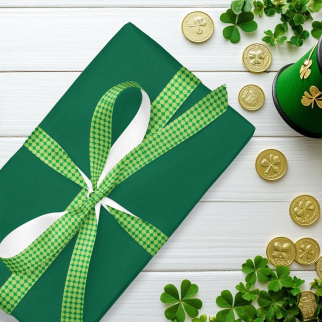 Ruban En Satin Jour moderne vert géométrique St. Patrick (Modern Green Geometric St. Patrick's Day Satin Ribbon)