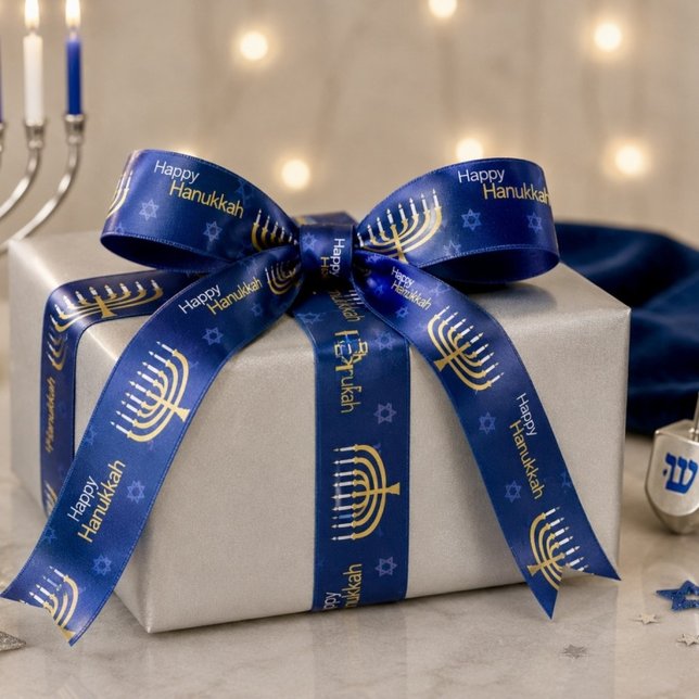 Ruban En Satin Joyeuse Hanukkah Menorah (Créateur téléchargé)