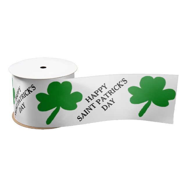 Ruban En Satin Joyeuse Saint-Patrick Fleur de Trèfle Verte (Bobine)