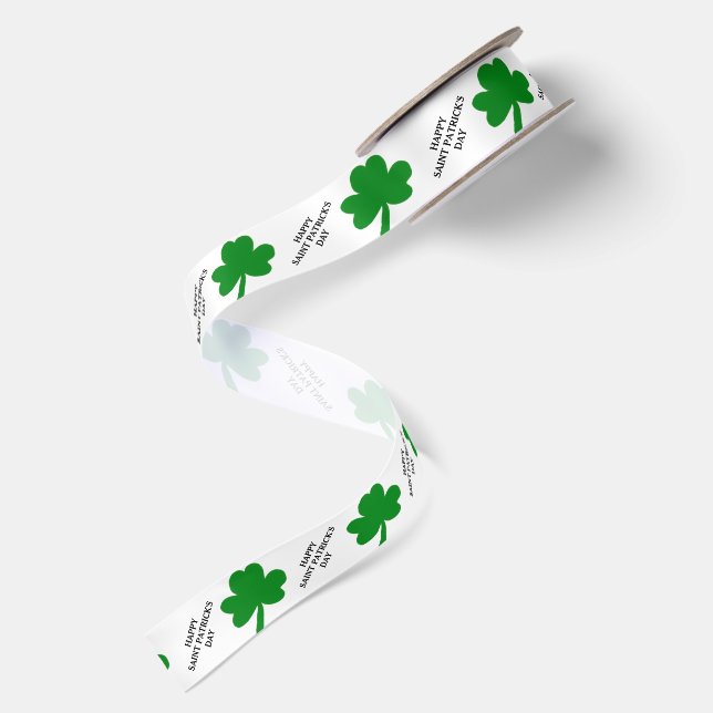 Ruban En Satin Joyeuse Saint-Patrick Shamrocks 1.5" (Dos)