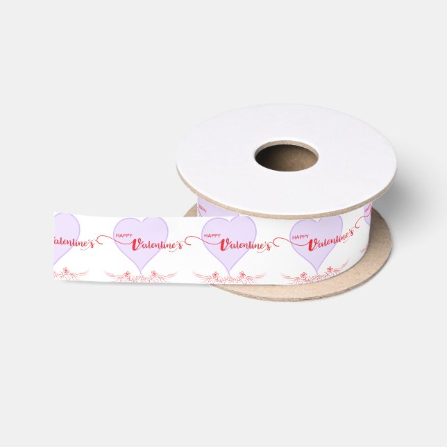 Ruban En Satin Joyeuse Saint-Valentin-Violet-Fils Du Coeur (Bobine)
