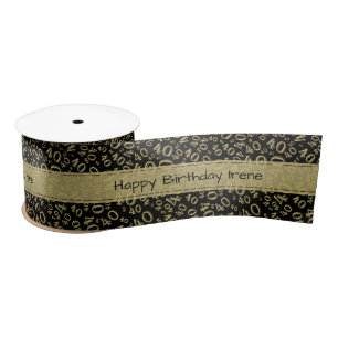 Ruban En Satin "Joyeux anniversaire" 40 Numéro Motif Or et noir