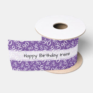 Ruban En Satin Joyeux Anniversaire 90 Motif Numérique Satin Viole