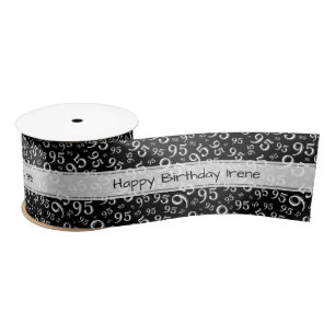 Ruban En Satin Joyeux Anniversaire 95 Motif Numérique Satin Noir/