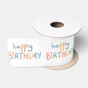 Ruban En Satin Joyeux Anniversaire Blanc Pastel Jeux pour enfants