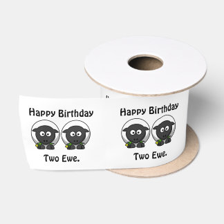 Ruban En Satin Joyeux Anniversaire Deux Ewe À Vous Cartoon