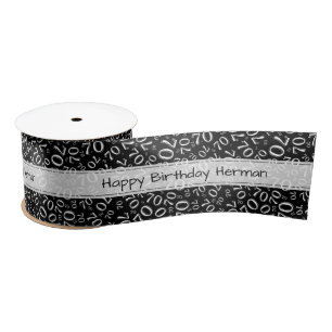Ruban En Satin "Joyeux anniversaire" motif de 70 nombres noir et