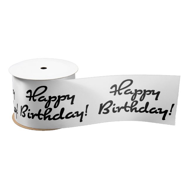 Ruban En Satin Joyeux Anniversaire noir Script (Bobine)
