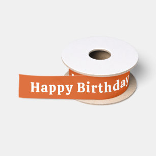Ruban En Satin Joyeux Anniversaire Nom Orange