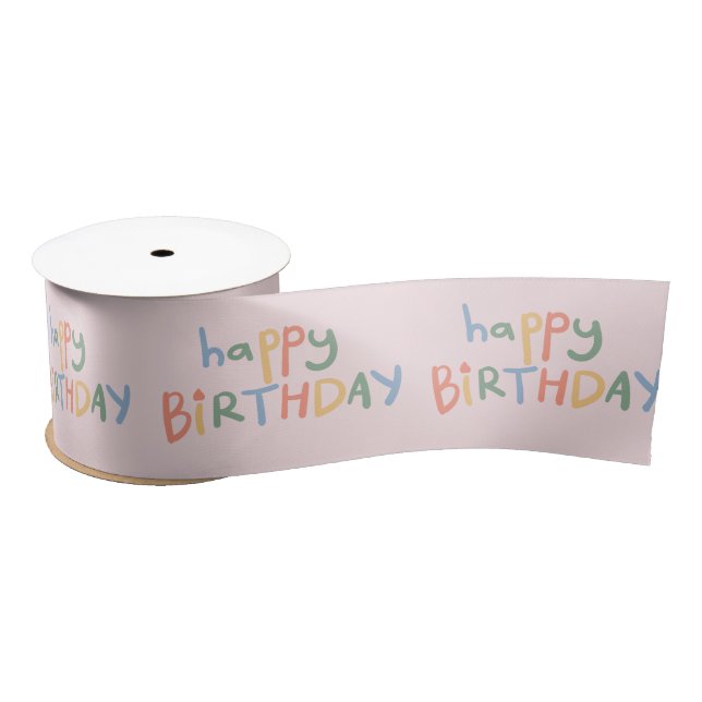 Ruban En Satin Joyeux anniversaire Pink Pastel Jeux pour enfants  (Bobine)