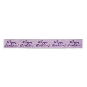 Ruban En Satin Joyeux Anniversaire Purple Script