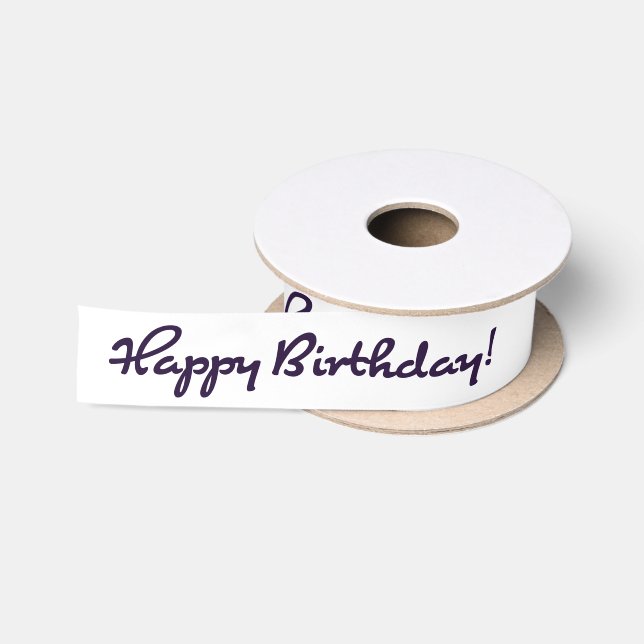 Ruban En Satin Joyeux anniversaire ! Script Décontracté noir (Bobine)