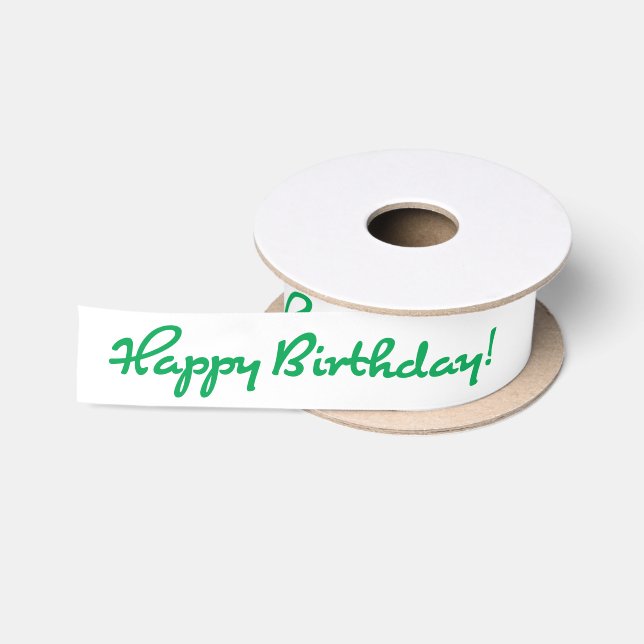 Ruban En Satin Joyeux anniversaire ! Script Décontracté vert (Bobine)
