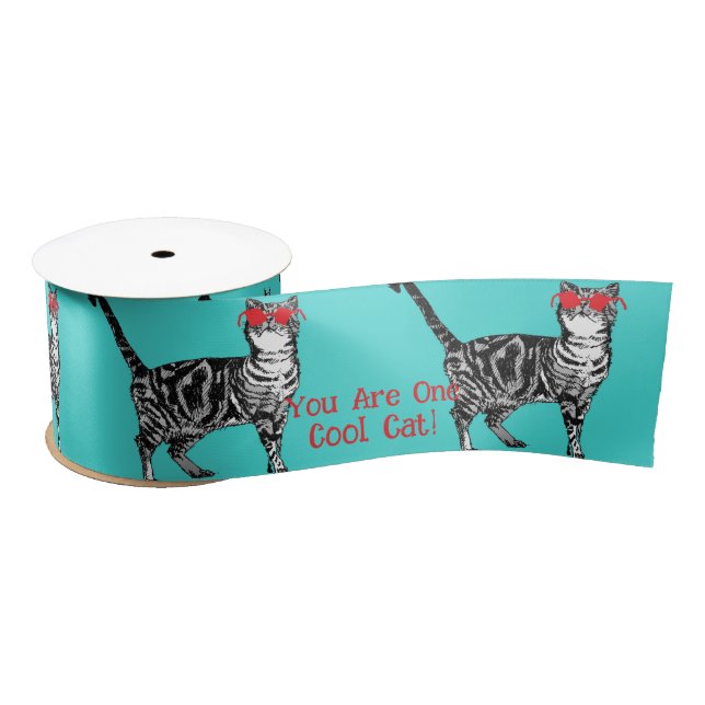 Ruban En Satin Joyeux anniversaire Vous Cool Tabby Cat Mens Husba (Bobine)