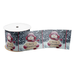 Ruban En Satin Joyeux bonhomme de neige de Noël