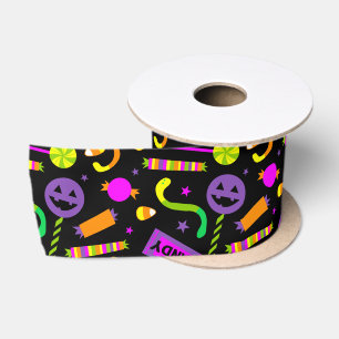 Ruban En Satin Joyeux Motif de bonbons Halloween
