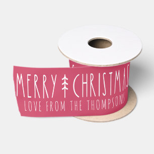 Ruban En Satin Joyeux Noël Arbre moderne Nom personnalisé