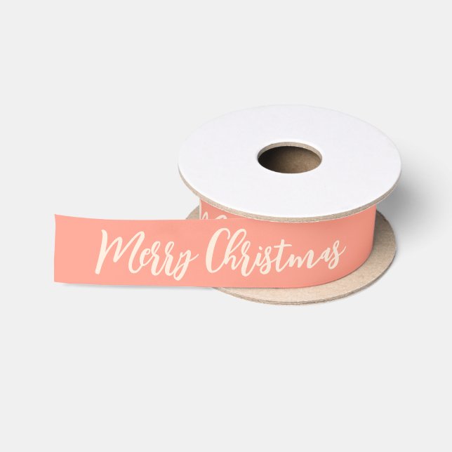 Ruban En Satin Joyeux Noël bleu rose et blanc traditionnel (Bobine)
