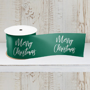 Ruban En Satin Joyeux Noël Calligraphie Verte Fête