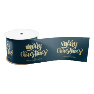 Ruban En Satin Joyeux Noël doré, Noël vert
