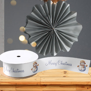 Ruban En Satin Joyeux Noël Doux Bonhomme de Neige