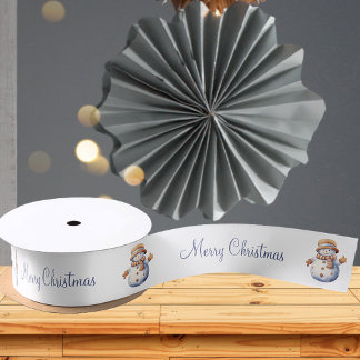 Ruban En Satin Joyeux Noël Doux Bonhomme de Neige