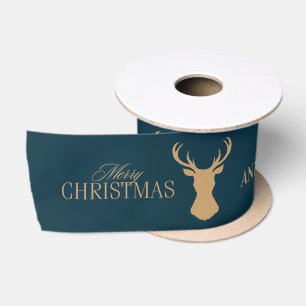 Ruban En Satin Joyeux Noël Famille Élégante Bleu Marine