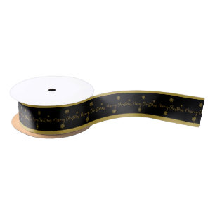 Ruban En Satin Joyeux Noël Golden Snowflakes