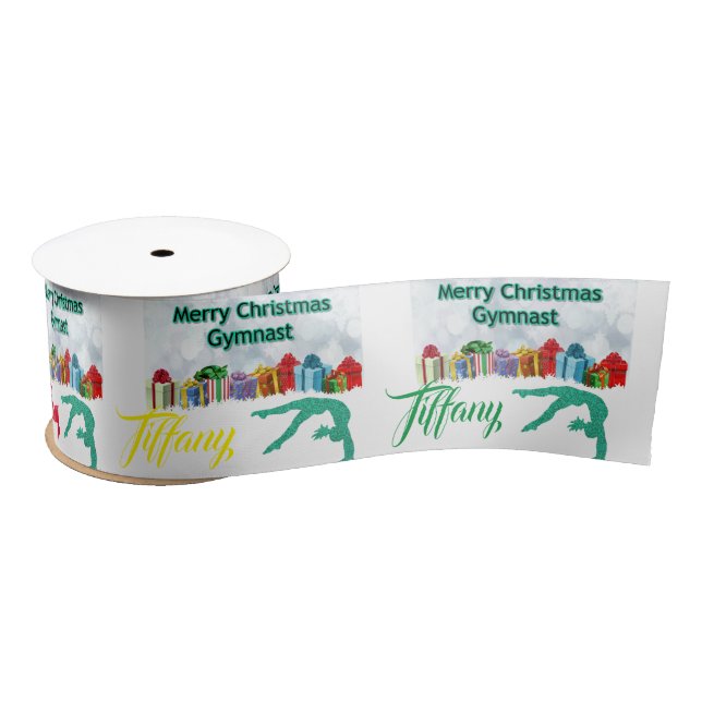Ruban En Satin Joyeux Noël Gymnaste Bow de Noël avec nom (Bobine)