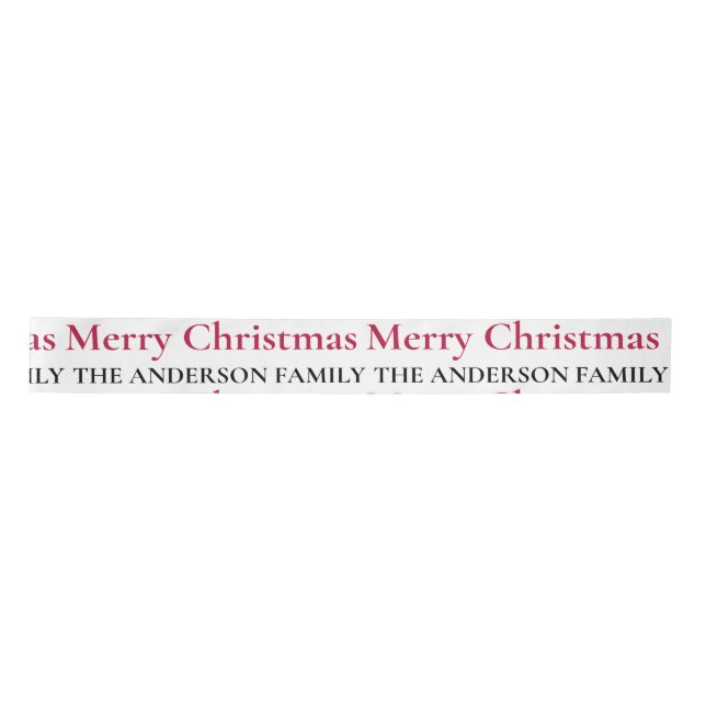 Ruban En Satin Joyeux Noël personnalisé Nom de famille (Devant)