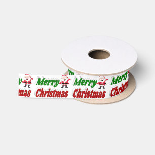 Ruban En Satin Joyeux Noël Santa Claus rouge vert typographie