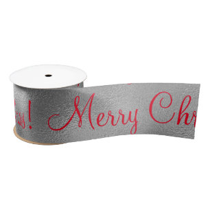 Ruban En Satin Joyeux Noël Silver Satin Ribbon