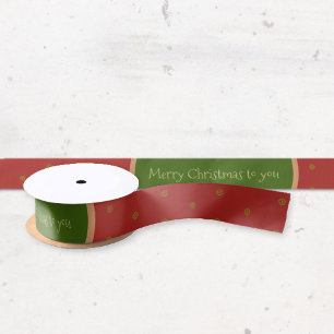 Ruban En Satin Joyeux Noël Texte personnalisé rouge