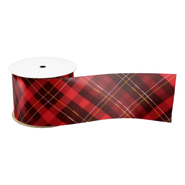Ruban En Satin Joyeux Noël traditionnel Tartan rouge plaid (Bobine)