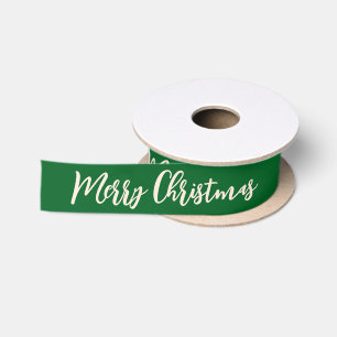 Ruban En Satin Joyeux Noël vert et blanc traditionnel