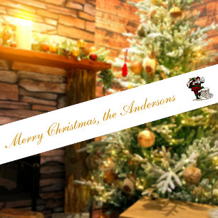 Ruban En Satin Joyeux Noël Vintage Père Noël Nom du texte personn