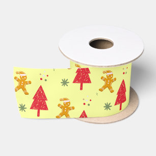 Ruban En Satin Joyeux pain d'épices père Noël Snowflake Xmas patt