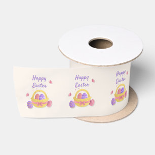 Ruban En Satin Joyeux panier de Pâques et papillons