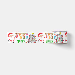Ruban En Satin Joyeux papier d'enveloppement de fête de Noël