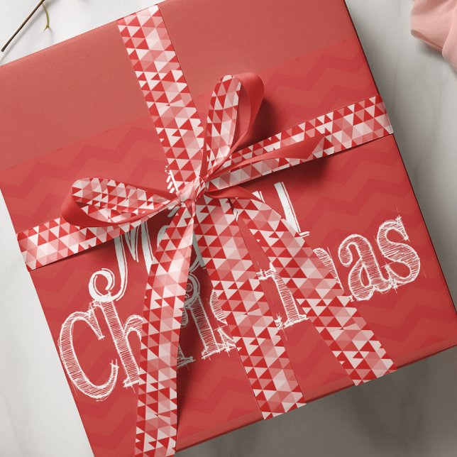 Ruban En Satin Joyeux petit Noël personnalisé Arbres Abstraits (Créateur téléchargé)