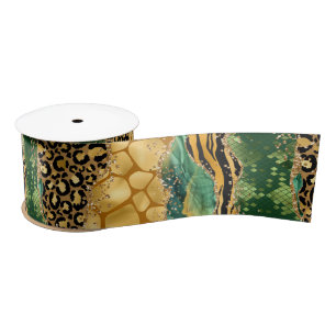 Ruban En Satin Jungle Agate   Motif de texture Wild Glam